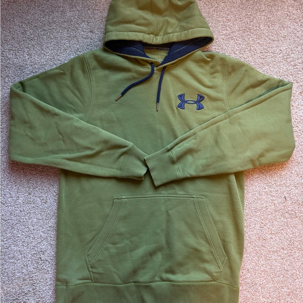 Under Armour UA Storm Loose Fit Pullover Hoodie Cotton Green Blue Mens Large EUC